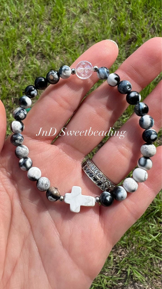 Orca Agate & Howlite cross